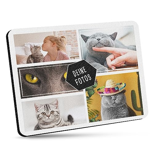 Mousepad selbst gestalten - Bedrucktes Mauspad mit fünf Fotos Personalisieren für Freunde und Kollegen - 23 x 19 cm, 5mm stark | Personalisierbares Fotogeschenk von PR Print Royal