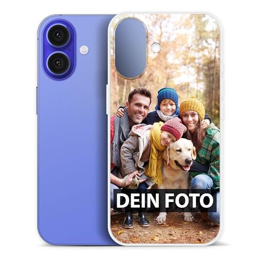 PR Print Royal Apple iPhone 16 Handyhülle selbst gestalten - mit Foto und Text Personalisieren - Dünne, transparente Hülle aus Silikon für iPhone 16 von PR Print Royal