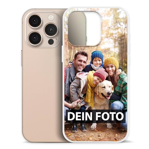 PR Print Royal Apple iPhone 16 Pro Handyhülle selbst gestalten - mit Foto und Text Personalisieren - Dünne, transparente Hülle aus Silikon für iPhone 16 Pro von PR Print Royal