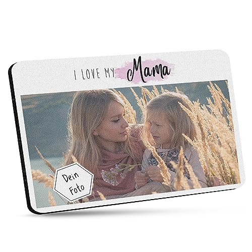 PR Print Royal Mousepad für Mama mit Foto selbst gestalten - Bedrucktes Mauspad - I Love My Mama - 27 x 19 cm, 5mm stark | Fotogeschenk für Mama von PR Print Royal