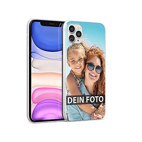 Personalisierte Handyhülle für Apple iPhone 11 Pro Max - Individuell selbst gestalten mit Foto und Text - Transparente Hülle aus Silikon von PR Print Royal
