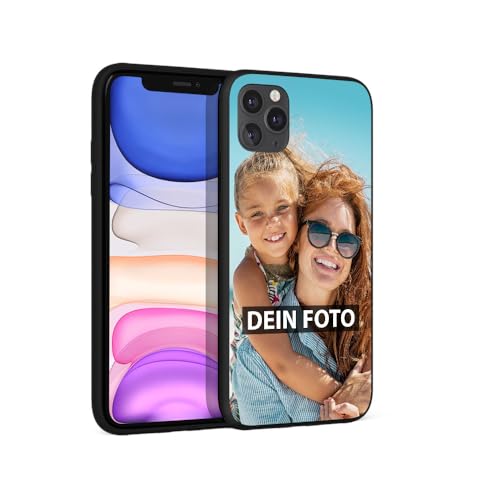 PR Print Royal Personalisierte Handyhülle für Apple iPhone 11 Pro Max - Selbst gestalten mit Foto und Text - Schwarze Hülle aus Silikon für iPhone 11 Pro Max von PR Print Royal