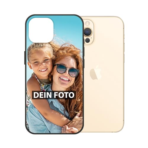 PR Print Royal Personalisierte Handyhülle für Apple iPhone 12 Pro - Selbst gestalten mit Foto und Text - Schwarze Hülle aus Silikon für iPhone 12 Pro von PR Print Royal
