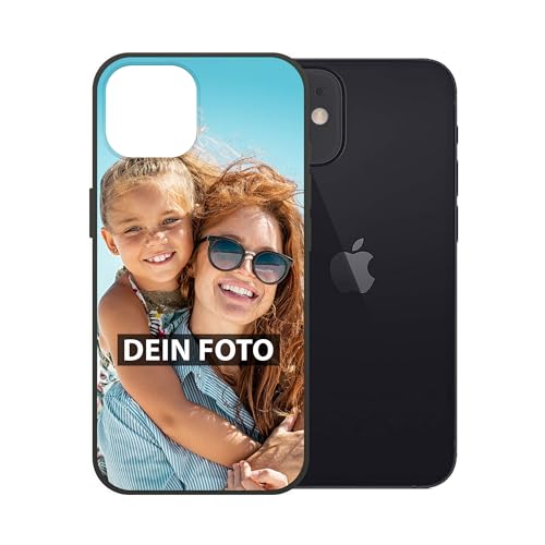 PR Print Royal Personalisierte Handyhülle für Apple iPhone 12 - Selbst gestalten mit Foto und Text - Schwarze Hülle aus Silikon für iPhone 12 von PR Print Royal