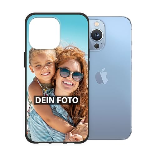 PR Print Royal Personalisierte Handyhülle für Apple iPhone 13 Pro - Selbst gestalten mit Foto und Text - Schwarze Hülle aus Silikon für iPhone 13 Pro von PR Print Royal