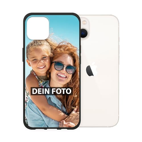 PR Print Royal Personalisierte Handyhülle für Apple iPhone 13 - Selbst gestalten mit Foto und Text - Schwarze Hülle aus Silikon für iPhone 13 von PR Print Royal