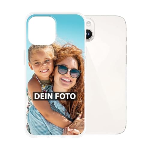 Personalisierte Handyhülle für Apple iPhone 14 Plus - Individuell selbst gestalten mit Foto und Text - Transparente Hülle aus Silikon von PR Print Royal