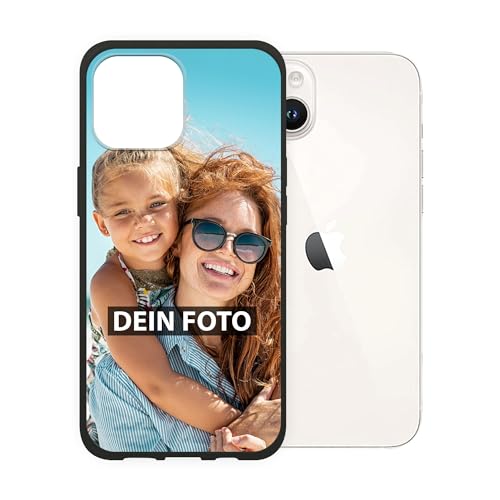 PR Print Royal Personalisierte Handyhülle für Apple iPhone 14 Plus - Selbst gestalten mit Foto und Text - Schwarze Hülle aus Silikon für iPhone 14 Plus von PR Print Royal