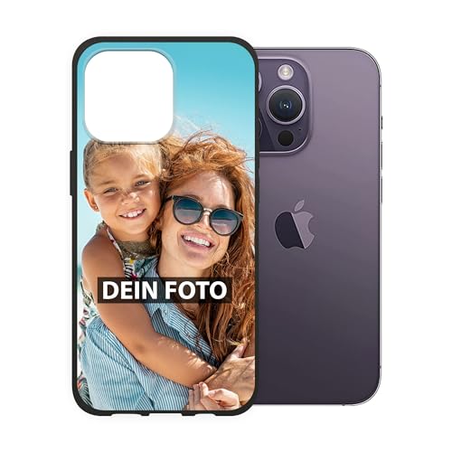 PR Print Royal Personalisierte Handyhülle für Apple iPhone 14 Pro - Selbst gestalten mit Foto und Text - Schwarze Hülle aus Silikon für iPhone 14 Pro von PR Print Royal