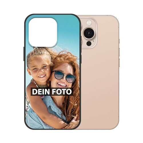 PR Print Royal Personalisierte Handyhülle für Apple iPhone 16 Pro - Selbst gestalten mit Foto und Text - Schwarze Hülle aus Silikon für iPhone 16 Pro von PR Print Royal