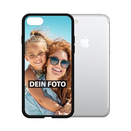 PR Print Royal Personalisierte Handyhülle für Apple iPhone 7 - Selbst gestalten mit Foto und Text - Schwarze Hülle aus Silikon für iPhone 7 von PR Print Royal