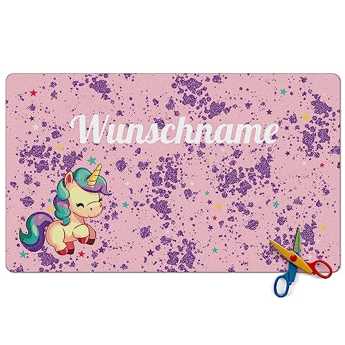 PR Print Royal Schreibtischunterlage selbst gestalten mit Name - Einhorn mit Glitzer-Optik - Waschbar, Personalisierte Geschenke zur Einschulung | 600 x 350 mm, Rutschfest, Schreibtischschutz von PR Print Royal