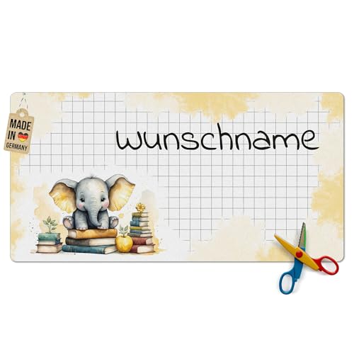 PR Print Royal Schreibtischunterlage selbst gestalten mit Name - Elefant - Waschbar, Personalisierte Geschenke zur Einschulung | 80x40 cm, Rutschfest von PR Print Royal
