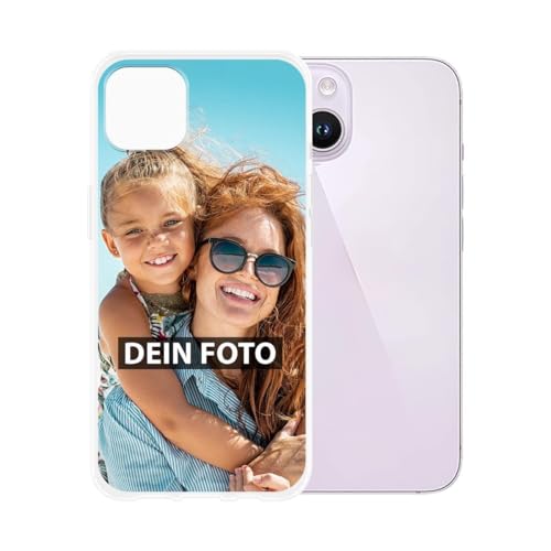 Personalisierte Handyhülle für Apple iPhone 14 - Individuell selbst gestalten mit Foto und Text - Transparente Hülle aus Silikon von PR Print Royal