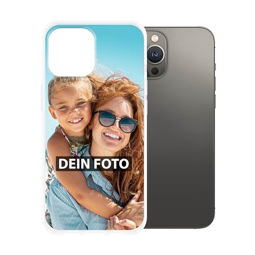 Personalisierte Handyhülle für Apple iPhone - Individuell selbst gestalten mit Foto und Text - Transparente Hülle aus Silikon 13 Pro Max von PR Print Royal