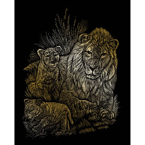 PRACHT® Creatives Kratzbild Löwe mit Jungen gold von PRACHT® Creatives