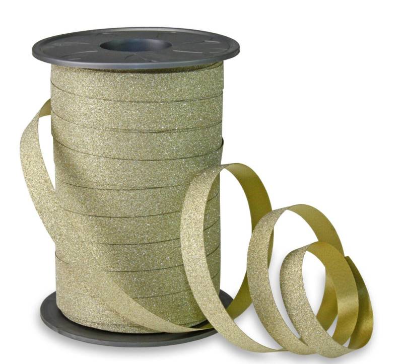 PRÄSENT Geschenkband Glitter 10 mm x 100 m gold von PRÄSENT