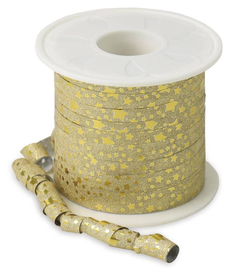 PRÄSENT Geschenkband Glitter 10 mm x 100 m gold von PRÄSENT