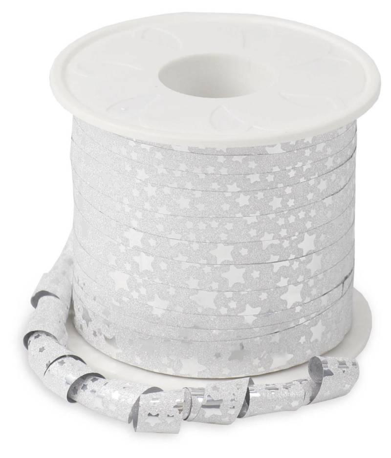 PRÄSENT Geschenkband Glitter 10 mm x 100 m silber von PRÄSENT