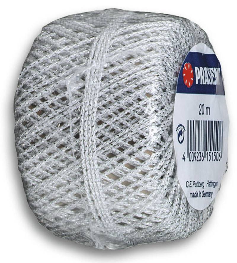 PRÄSENT Kordel Wolga 2 mm x 20 m silber von PRÄSENT