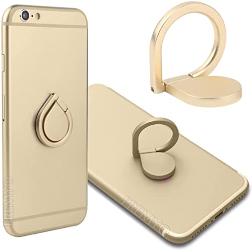 PREMYO Handy Fingerhalter mit 360° Drehfunktion in Gold. Handy Ring für eine komfortable Einhandbedienung von PREMYO