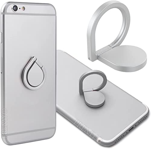 PREMYO Handy Fingerhalter mit 360° Drehfunktion in Silber. Handy Ring für eine komfortable Einhandbedienung von PREMYO