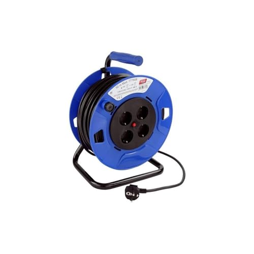 Elektrokabel, aufrollbar, 50 m, mit 4 Steckdosen und Thermostat 13 A, 3000 W, 3 x 1,5 mm², H05VV-F IP20, ausziehbare Spule für den Innenbereich von PRENDELUZ