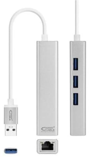 Konverter USB 3.0 auf RJ45, Ethernet, GIGABIT + 3 USB 3.0, Silber, 15 cm von PRENDELUZ