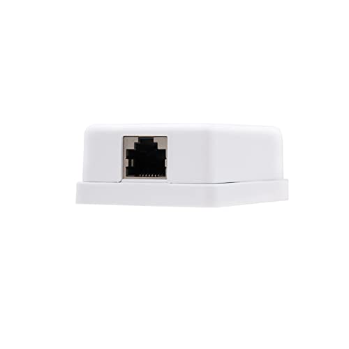 Oberflächenrosette RJ45 Cat.5e FTP, 1 Steckdose, weiß, ideal für Netzwerkverbindungen in Wohnungen und Büros. von PRENDELUZ
