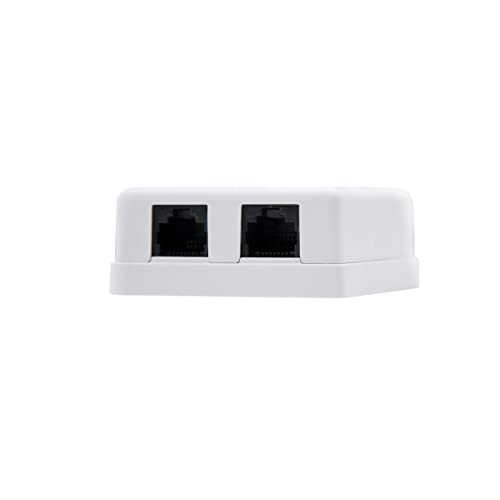 Oberflächenrosette RJ45 Cat.5e UTP, 2 Steckdosen, weiß, ideal für Netzwerkverbindungen zu Hause und im Büro. von PRENDELUZ