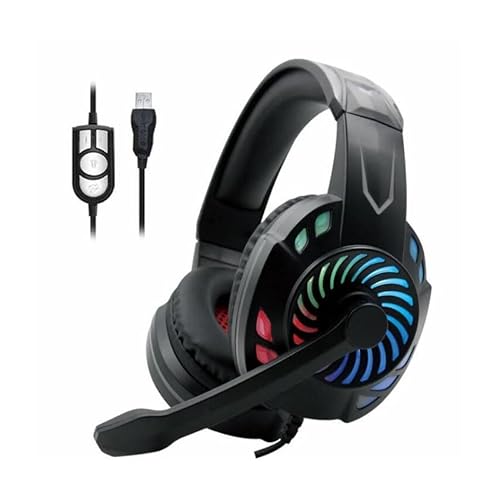 PRENDELUZ PC-Headset, Gaming-Headset, RGB-Licht, verstellbares Mikrofon von PRENDELUZ