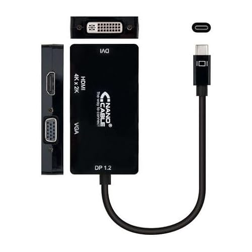 PRENDELUZ USB-C-zu-VGA/DVI/HDMI-Konverter, 3-in-1 USB-C/M-VGA/H-DVI/H-HDMI/M, Nanokabel PRENDELUZ USB-C-zu-VGA/DVI/HDMI-Konverter, 3-in-1 USB-C/M-VGA/H-DVI/H-HDMI/M, Nanokabel von PRENDELUZ