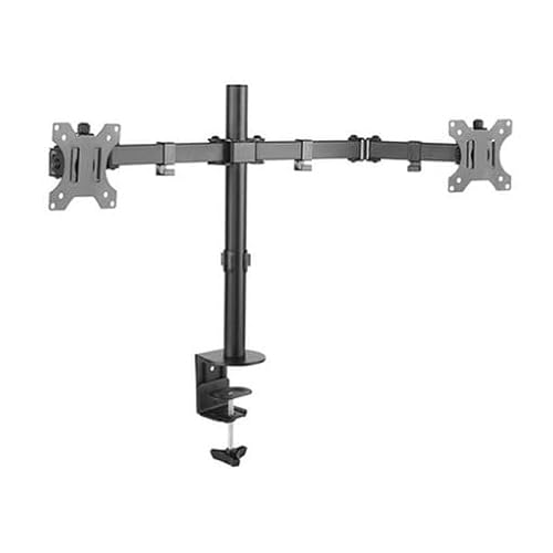 Tischhalterung für 2 Monitore/Fernseher 33-81 cm (13-32 Zoll), neigbar und drehbar, von Tooq in Schwarz. Ideal, um Ihren Raum zu optimieren und EIN Komfortables und vielseitiges visuelles Erlebnis von PRENDELUZ