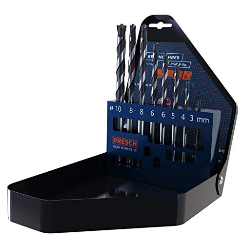 Presch Betonbohrer Profi 8-tlg - Hochwertiges Steinbohrer Set Mit Zylinderschaft - Schlagbohrer für Beton, Stein, Mauerwerk und Marmor - Ø 3-10mm Presch Betonbohrer Profi 8-tlg - Hochwertiges Steinbohrer Set Mit Zylinderschaft - Schlagbohrer für Beton, Stein, Mauerwerk und Marmor - Ø 3-10mm von PRESCH