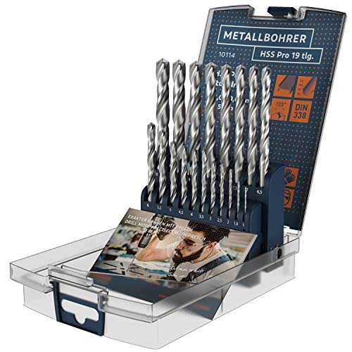 Presch Metallbohrer Set HSS Pro 19-tlg - Präzisionsgeschliffenes, gehärtetes Profi Stahlbohrer Set für Stahl, Alu, Kupfer und Messing - Langlebiger Metall Bohrersatz in Profiqualität Presch Metallbohrer Set HSS Pro 19-tlg - Präzisionsgeschliffenes, gehärtetes Profi Stahlbohrer Set für Stahl, Alu, Kupfer und Messing - Langlebiger Metall Bohrersatz in Profiqualität von PRESCH