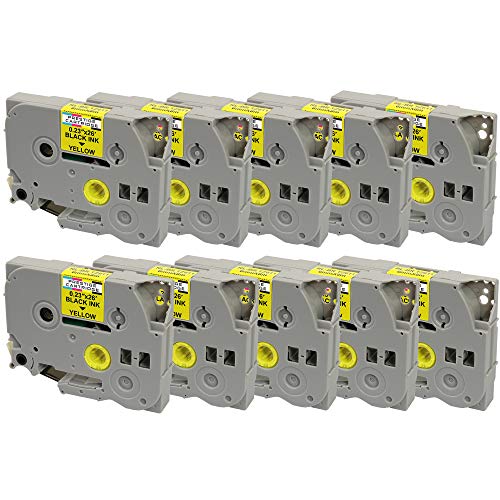 10 Kassetten TZe-611 TZ-611 schwarz auf gelb 6mm x 8m Schriftband kompatibel für P-Touch PT-1000 1005 1010 3600 D200 D210 D210VP D450VP D600VP E100 E550WVP H101C H105 H110 H300 H500 P700 P750W von PRESTIGE CARTRIDGE
