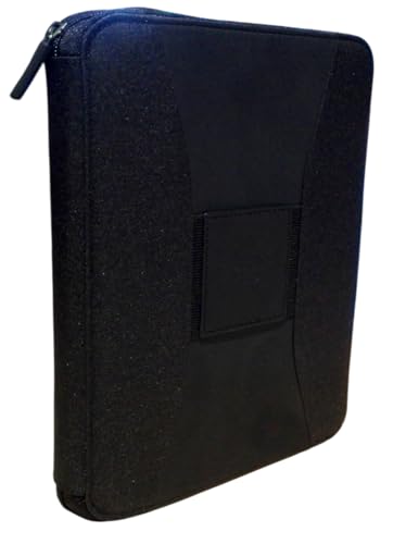 Intempo Canvass Klemmbrett mit Reißverschluss aus Segeltuch mit Feder Smartphone 26 x 20 cm - Farbe schwarz mit Kunstleder und täglicher Ersatz 17 x 24 cm Jahr 2025 weiße Seiten von PRESTIGE & DELUXE