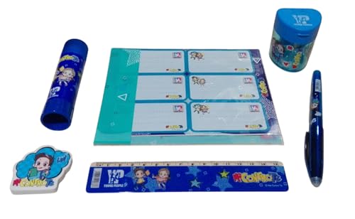 PRESTIGE & DELUXE Schreibset für die Schule Me gegen Te, blaue Linie, für Kinder, mit Stift, Radiergummi, Lineal, Kleber, Anspitzer und Aufklebern zum Personalisieren von Büchern PRESTIGE & DELUXE Schreibset für die Schule Me gegen Te, blaue Linie, für Kinder, mit Stift, Radiergummi, Lineal, Kleber, Anspitzer und Aufklebern zum Personalisieren von Büchern von PRESTIGE & DELUXE