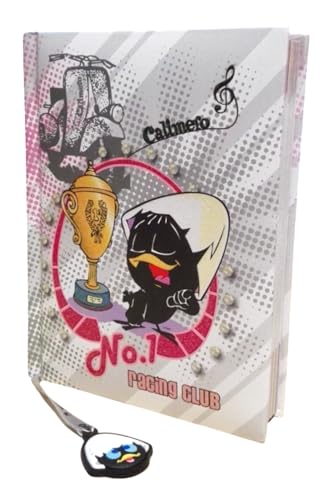 Schülerkalender kompatibel mit Calimero Corse Cup Nummer 1 2025-2026 F.to 16 x 12 cm mit magnetischem Seitenmarker + Schlüsselanhänger mit Pailletten und mehrfarbigem Stift von PRESTIGE & DELUXE