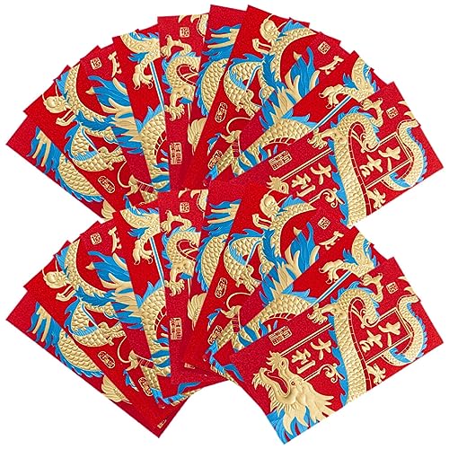 24Pcs Chinese Dragon New Year Red Envelopes Lunar 2024 Lucky Money Packet Zodiac Sign Hong Bao Spring Festival Li Xi Purse von PRETYZOOM