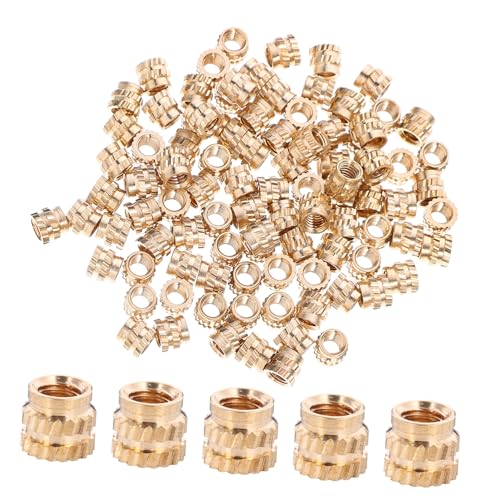 PRETYZOOM 100-Teiliges Set Innengewinde gerändelt einpressmuttern kunststoffschale Knurled Einsetzmutter nüss laptol nut Gewindeeinsätze für Holz Einbettungsmutter erhitzen Kupfer Golden von PRETYZOOM