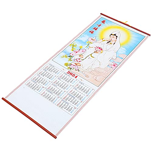 PRETYZOOM 2024 Imitation Rattan Scroll Kalender asiatische Schriftrolle leer Japanische Rollkalender chinese new year chinesisch neujahr Mondkalender Wandkalender Aufhängen Rattanimitat von PRETYZOOM