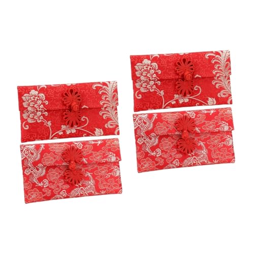 PRETYZOOM 4 Stück Roter Umschlagbeutel Aus Stoff Roter Umschlag 2022 Chinesische Hong Bao Geldumschläge Hongbao Aus Seide Rotes Paket Banknoten Feder von PRETYZOOM