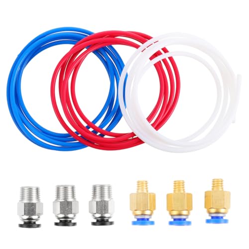 PRETYZOOM 9 Stück 3D Druckerzubehör Pneumatische Schläuche Push To Connect Fitting Rohr Schlauch Luftfitting Anschlüsse Schnellmontage 3D Drucker Zubehör Teile Ptfe von PRETYZOOM