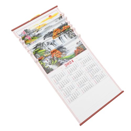 PRETYZOOM Jährlicher Wandkalender Monatskalender Wandkalender Für Das Neue Jahr 2024 Traditionelle Chinesische Kalender Wandkalender 2024 Nachahmung Von Bambus Papier Landschaftsmalerei Büro von PRETYZOOM