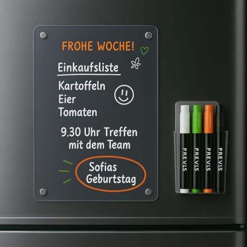 PREVIS Magnettafel kühlschrank Acryl Folie Whiteboard Magnetisch Tafel A4 - Familienplaner Abwischbar Küche 4 Bunten Markern - Dry Erase Board Notiztafel Wochenplaner Planer - Magnetische Tafel Folie PREVIS Magnettafel kühlschrank Acryl Folie Whiteboard Magnetisch Tafel A4 - Familienplaner Abwischbar Küche 4 Bunten Markern - Dry Erase Board Notiztafel Wochenplaner Planer - Magnetische Tafel Folie von PREVIS