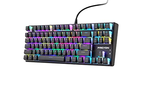 PREYON Blue Blitz Claw Gaming Tastatur - Beleuchtete kabelgebundene mechanische Tastatur - Gateron Blue Tastaturschalter - Volles Anti-Ghosting - Semi-transparente Tasten von PREYON