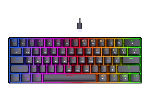 PREYON Brown All Claw Gaming tastatur mit USB C, Bluetooth, 2.4 GHz - Mechanische Tastatur mit Hintergrundbeleuchtung - 60% Tastatur - Hot Swap - 2500 mAH Akku - Gateron Brown Schaltern von PREYON