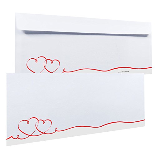 PRICARO Briefumschläge "Geschwungene Herzen", Rot, 25 Stück von PRICARO