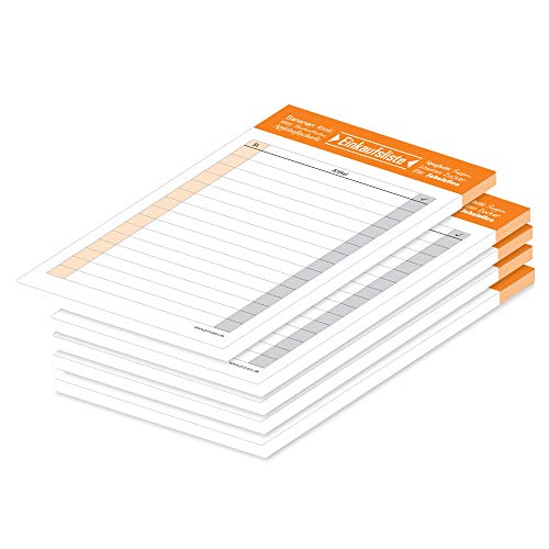 PRICARO Einkaufsliste "Typo", orange, A6, 5 Stück von PRICARO